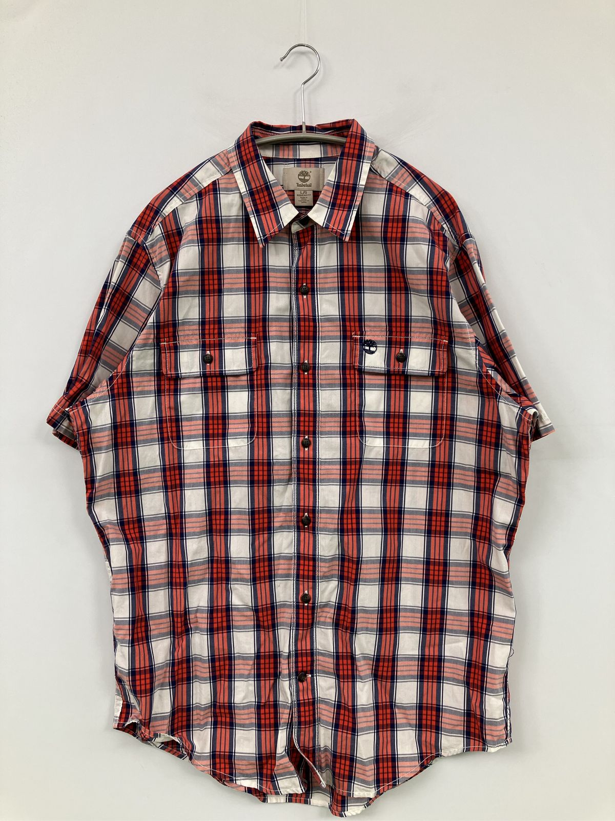 Timberland ティンバーランド シャツ/ブラウス L/G その他 コットン チェック柄 ワンポイント ブランドロゴ ミドル丈 半袖 レギュラーカラー