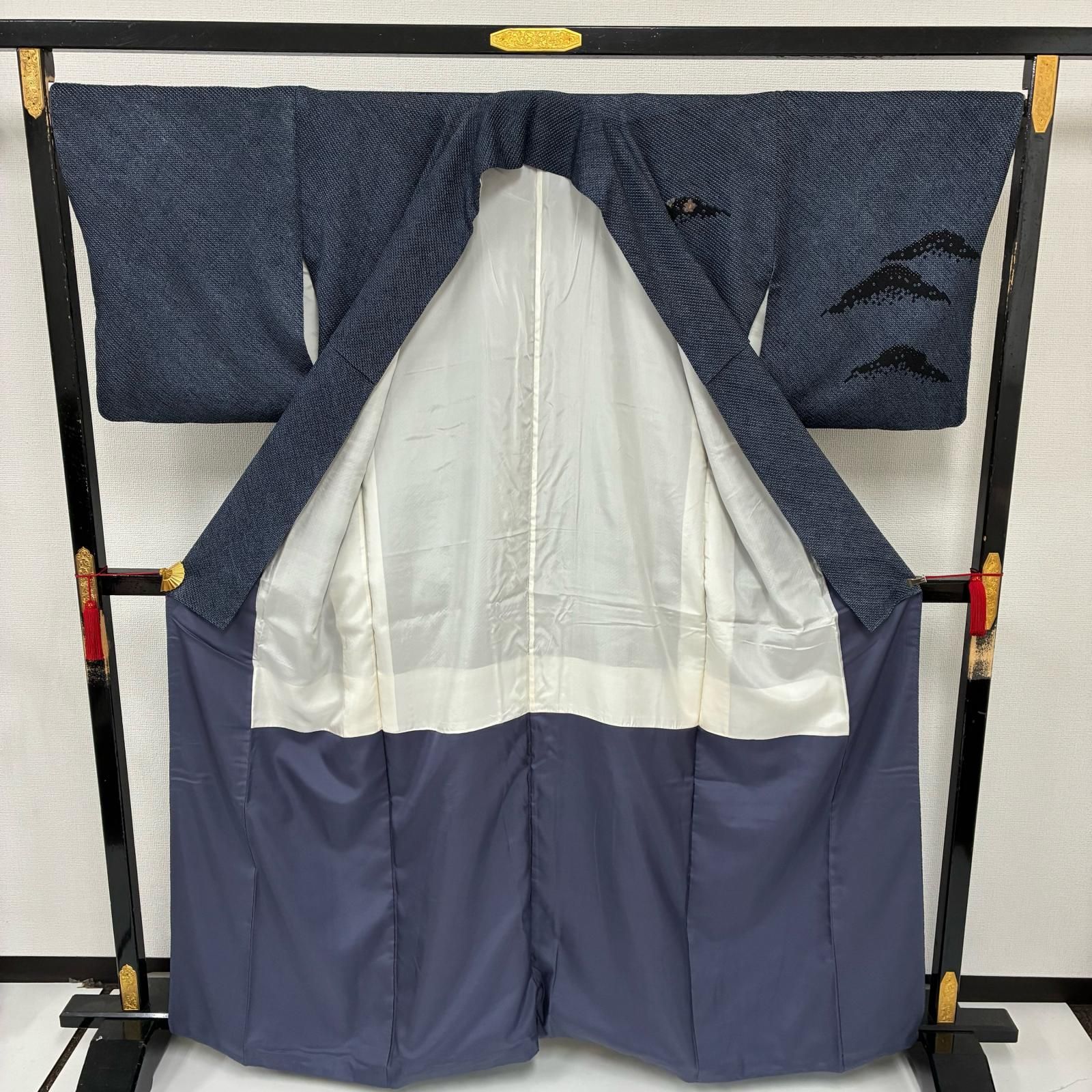 付け下げ 裄67 正絹 総絞り 珍色 遠山 鹿子絞り 袷 着物 MK-3828