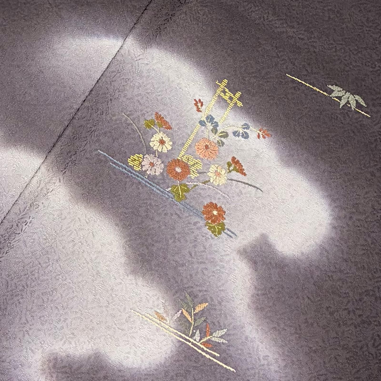 付け下げ 正絹 刺繍 美しい地模様 パールトーン加工 京都お誂え 紋なし