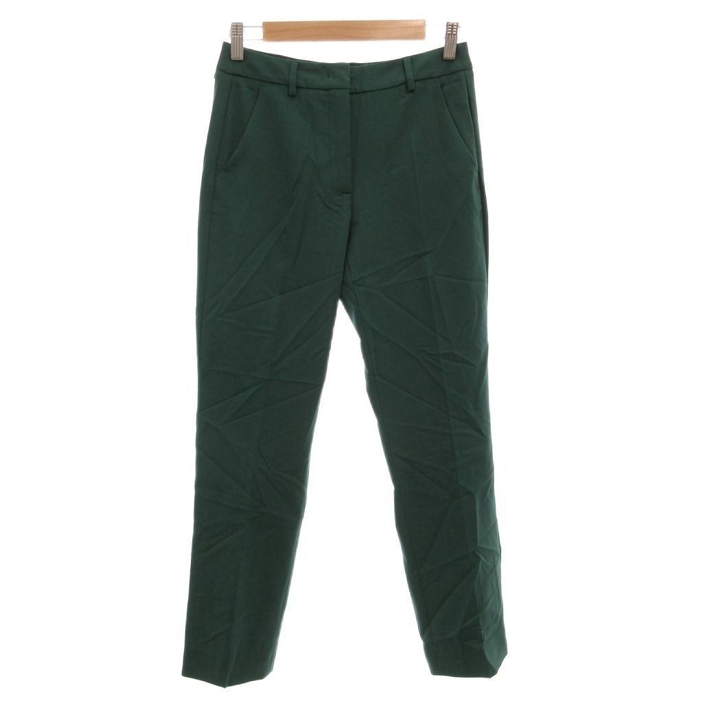 マックスマーラ ウィークエンドライン MAX MARA WEEKEND LINE タグ付き テーパードパンツ センタープレス ウール 36 グリーン 無地 フルレングス /SX ■GY62