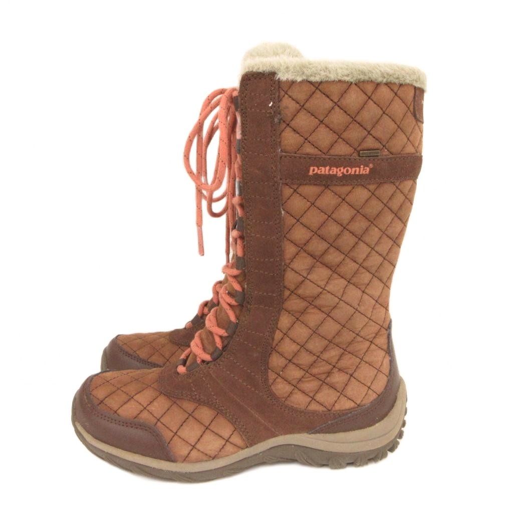 パタゴニア Patagonia ショートブーツ レザー 本革 US6.5 茶 ブラウン キルティング加工 レースアップ /NL ■ECG003