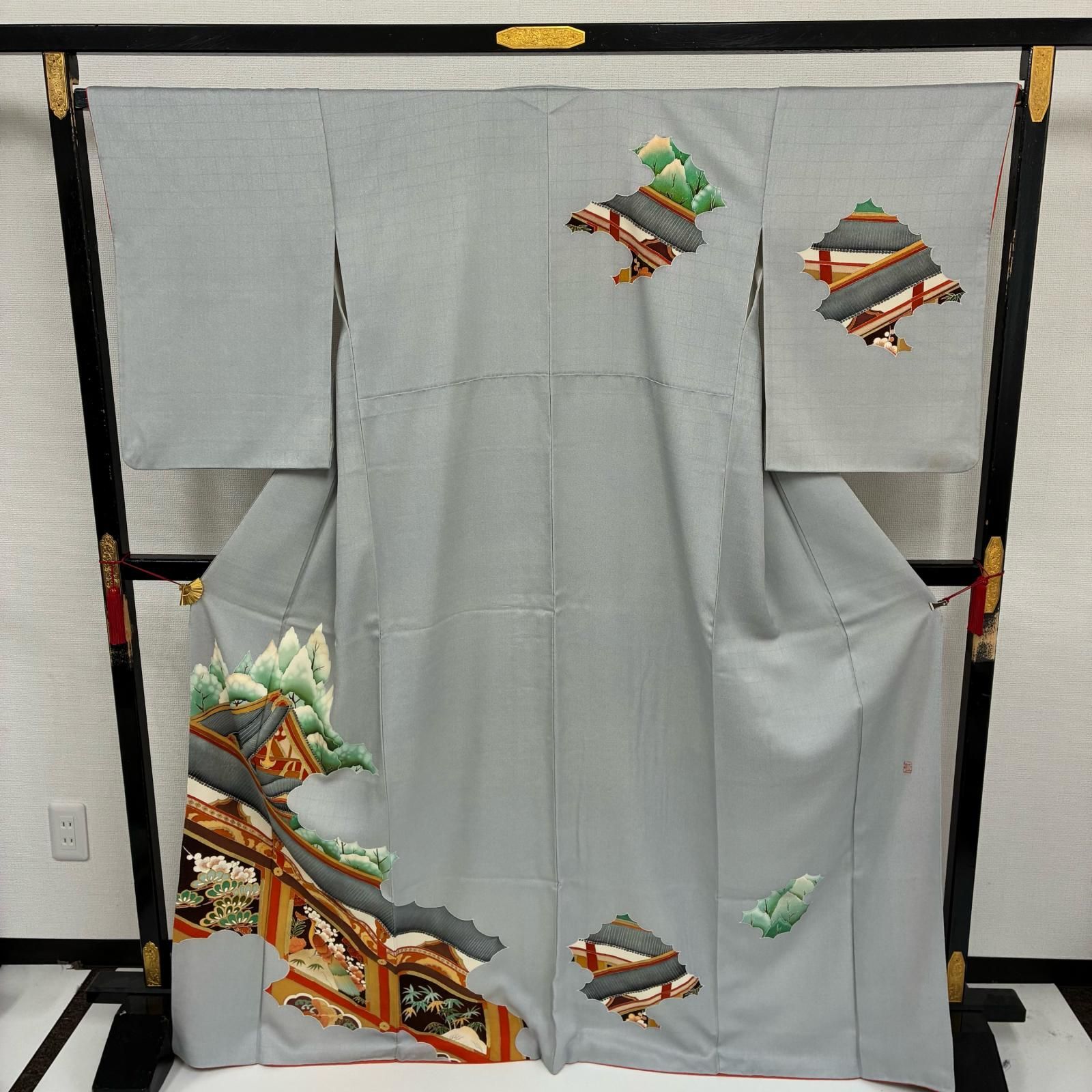 付下げ 絞りに金彩 裄66.5 着物 正絹 紋なし 袷 広衿 RK-1886 【公式通販】