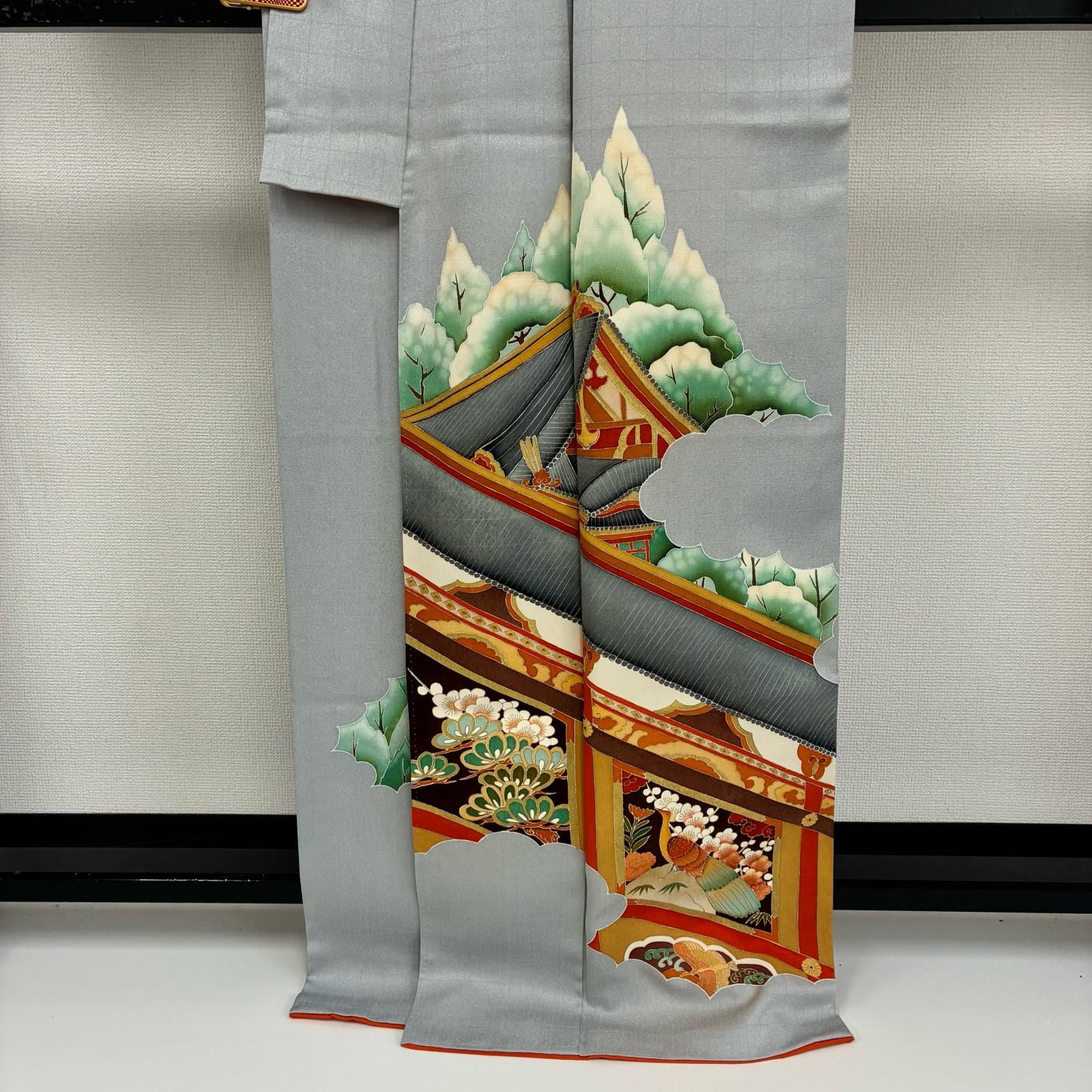 付下げ 絞りに金彩 裄66.5 着物 正絹 紋なし 袷 広衿 RK-1886 - 付け 