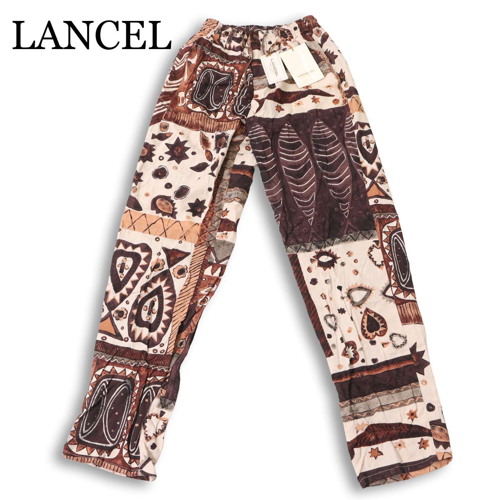 未使用★ LANCEL ランセル 春夏 エスニック総柄★ レーヨン&リネン イージー パンツ 日本製 Sz.M メンズ 未使用☆ LANCEL ランセル 春夏 エスニック総柄☆ レーヨン&リネン