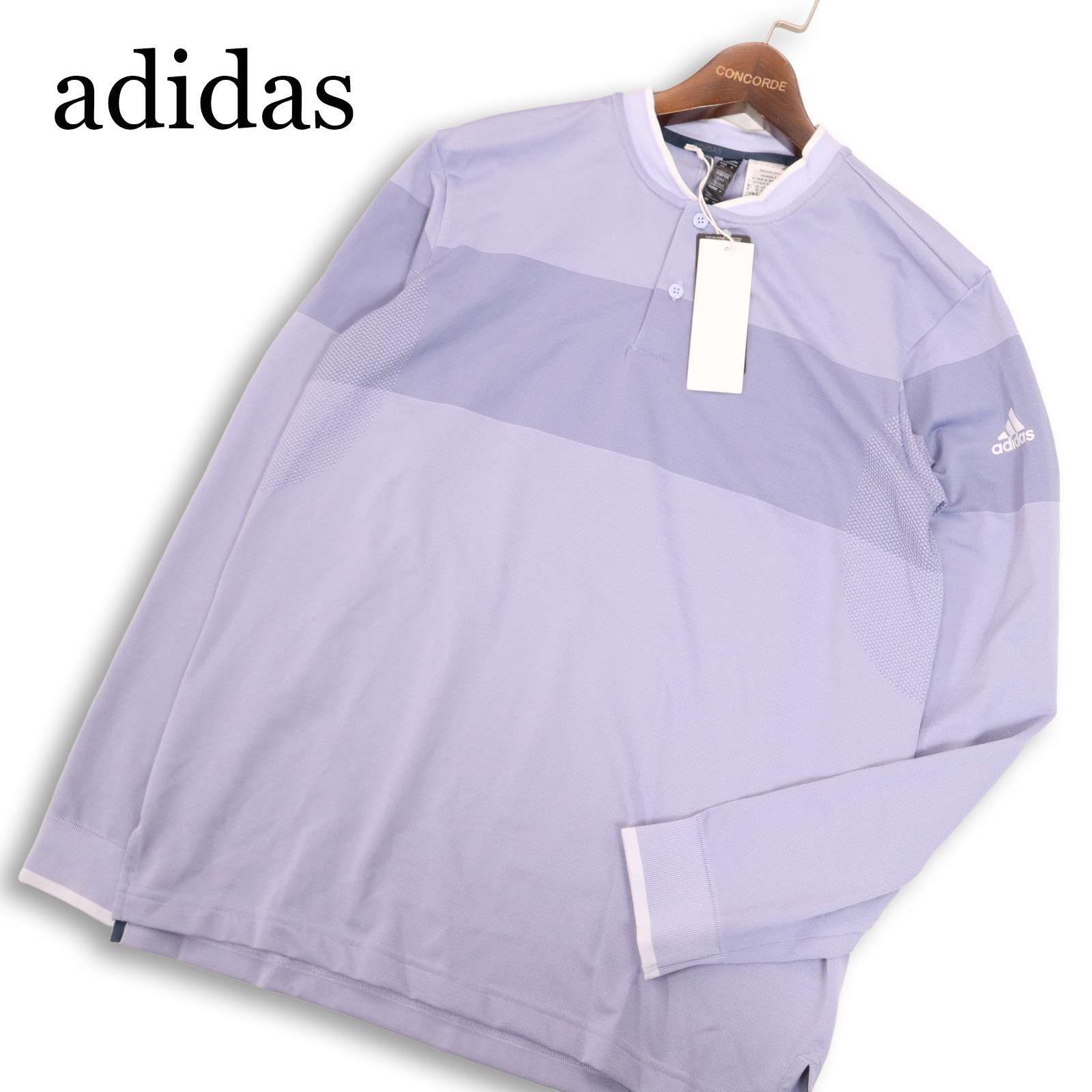 【新品 未使用】 adidas GOLF アディダス ゴルフ 通年 PRIMEKNIT★ ストレッチ 長袖 スタンドカラー シャツ Sz.M メンズ