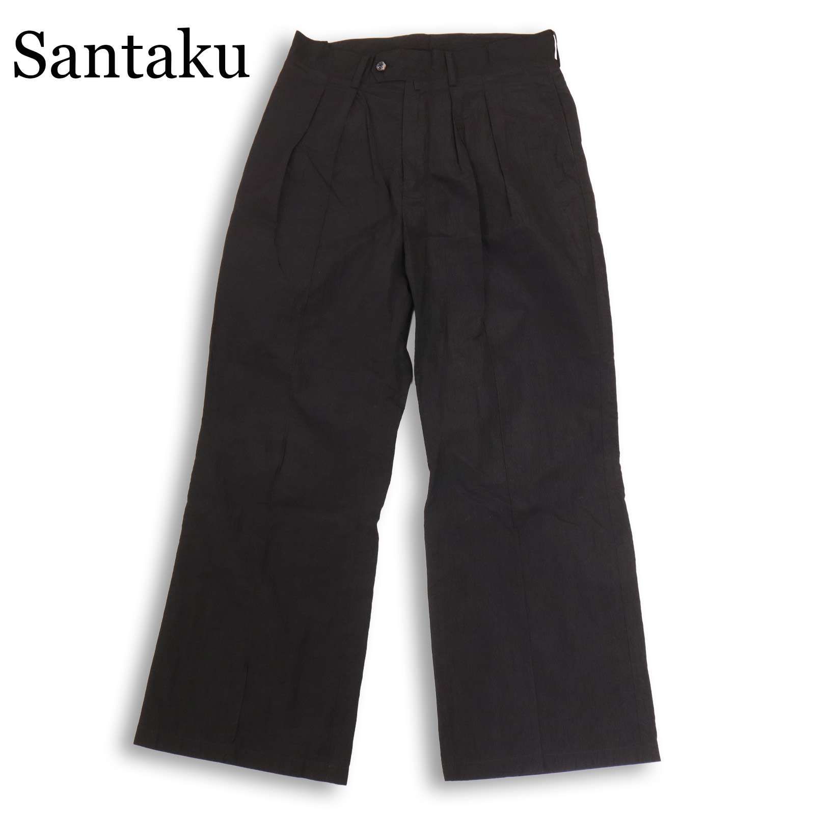 Santaku サンタク 通年★ ナイロン タック ワイド パンツ Sz.M メンズ 黒