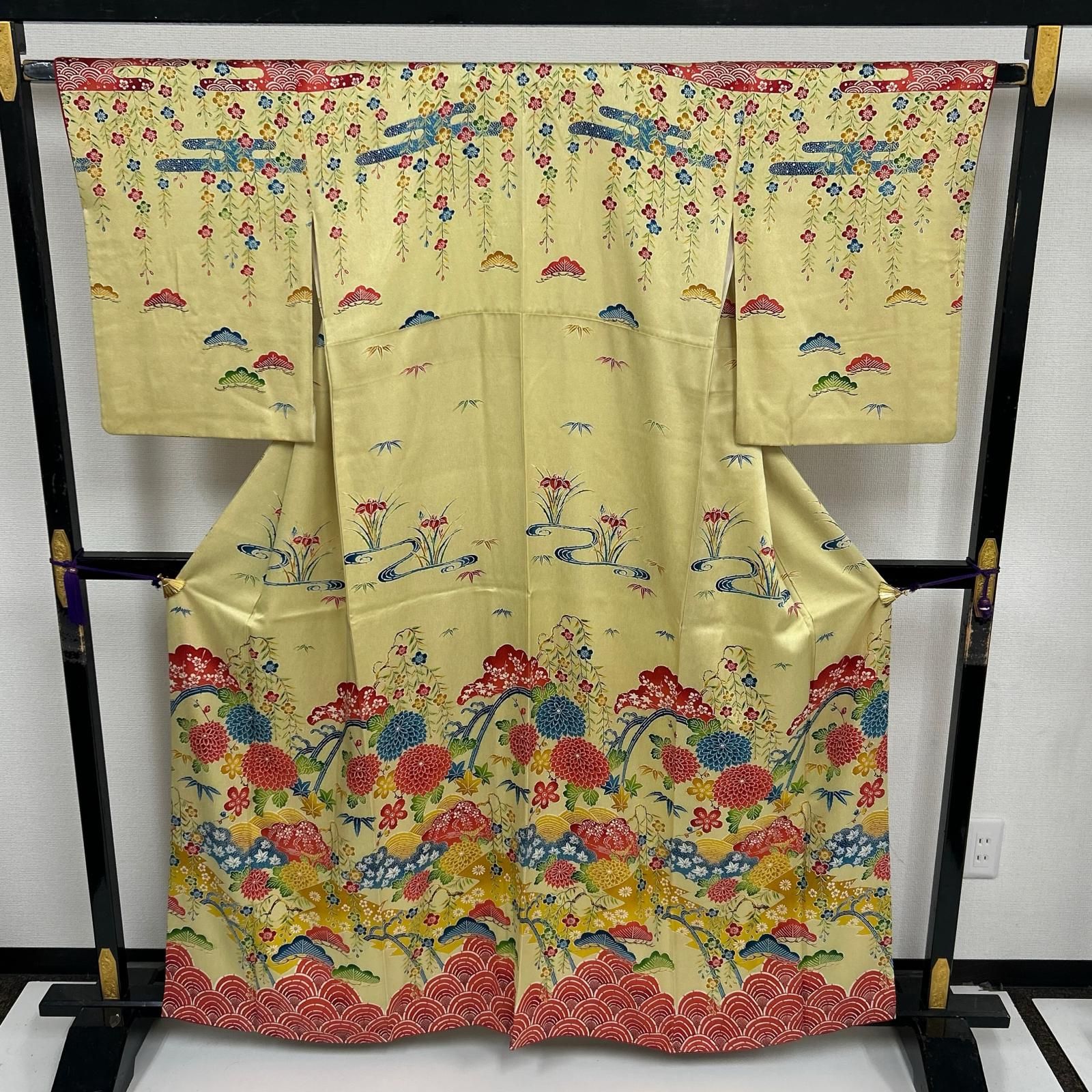 付下げ 紅型 型染 上品な染め 紋無し 正絹 着物 MK-4296