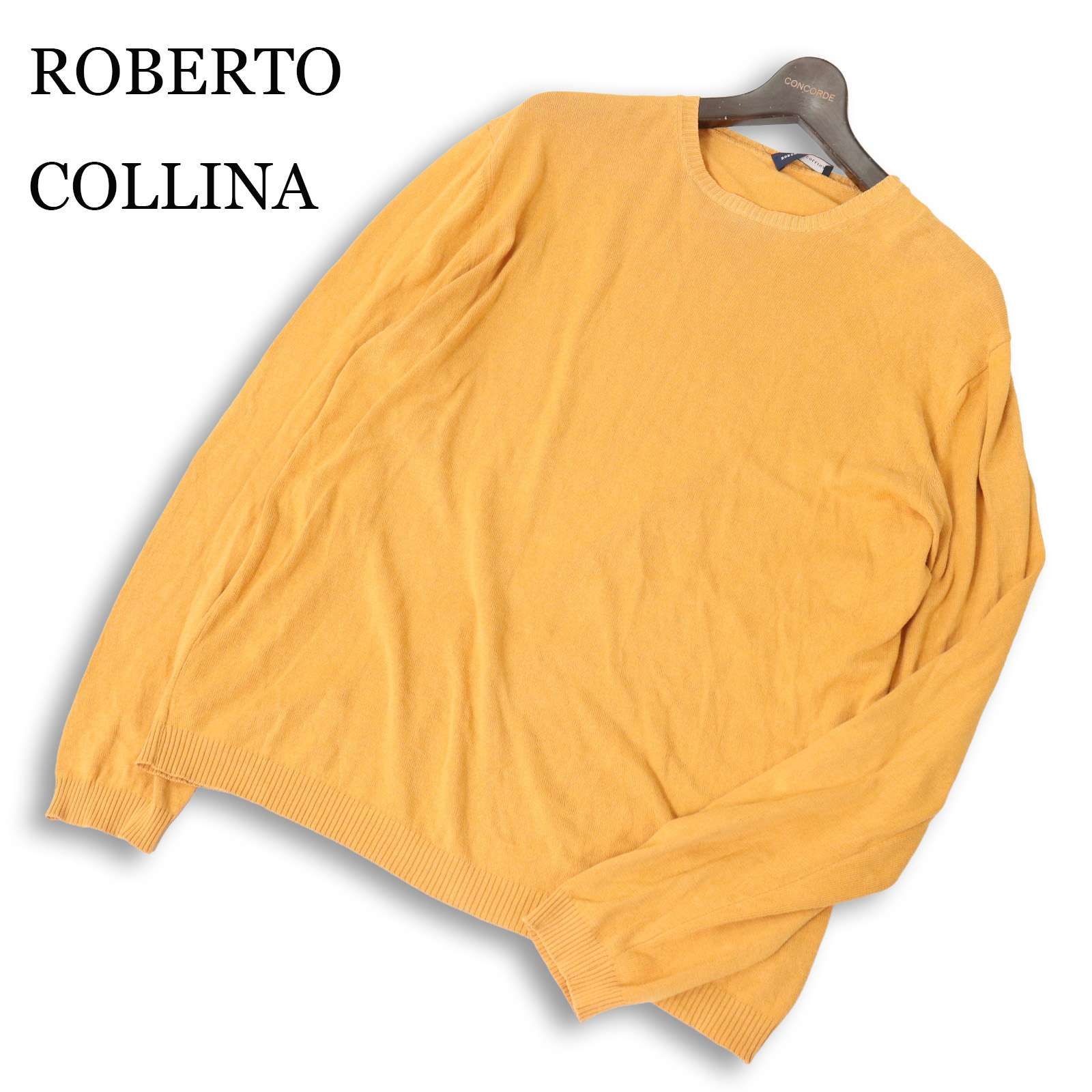 イタリア製 ロベルトコリーナ ロンハーマン サドルショルダーニット M 黄 イタリア製☆ ROBERTO COLLINA ロベルトコリーナ 通年☆ プルオーバー