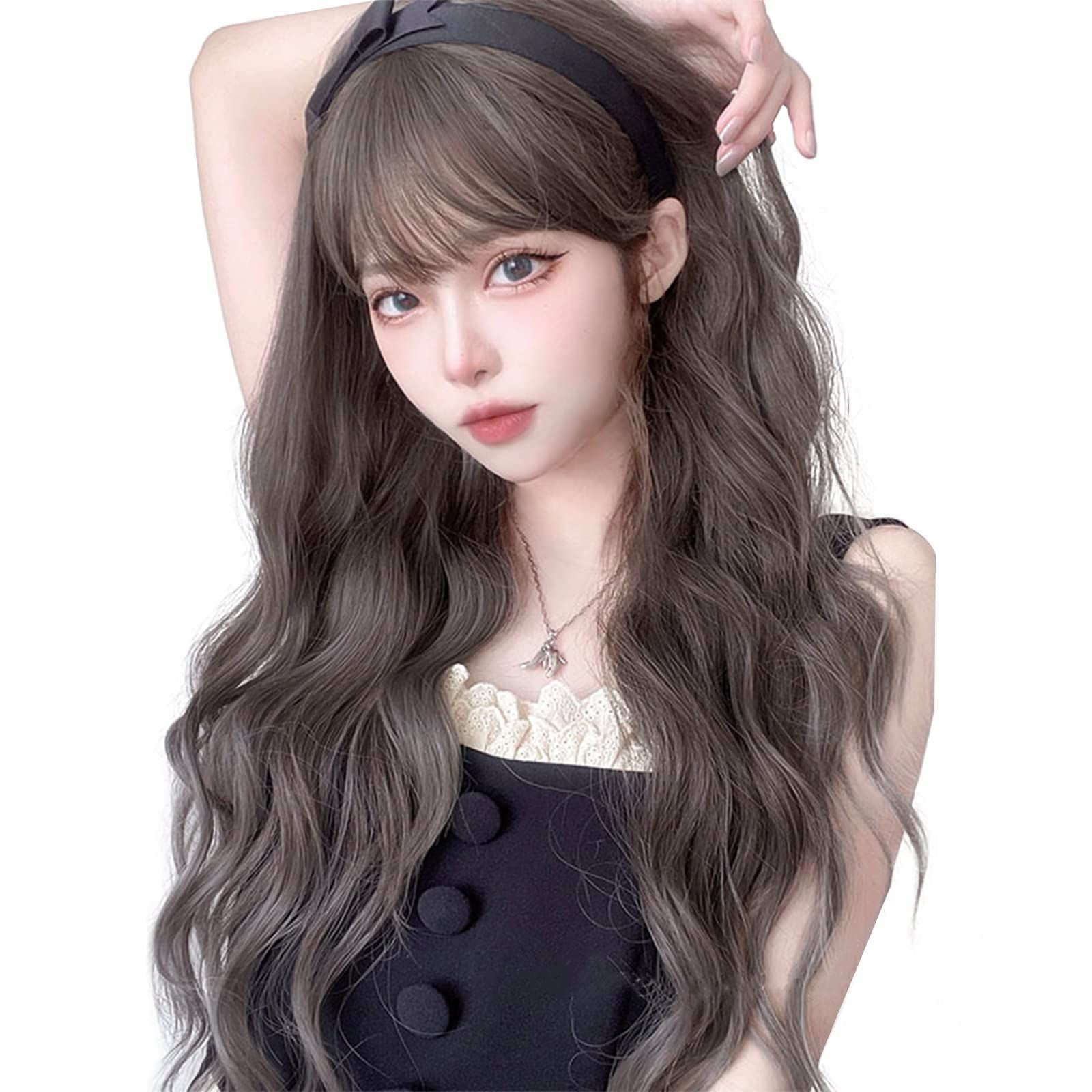 新商品 ウェーブ ロング 巻き髪 ロング ロングヘアー かつら ロング 女装 フルウィッグ ウィッグ ロリータ ウィッグ コスプレ かつら ウィッグ wig 小顔 カール 自然 自然 耐熱 ネット Villo 付(ライトブラウン）