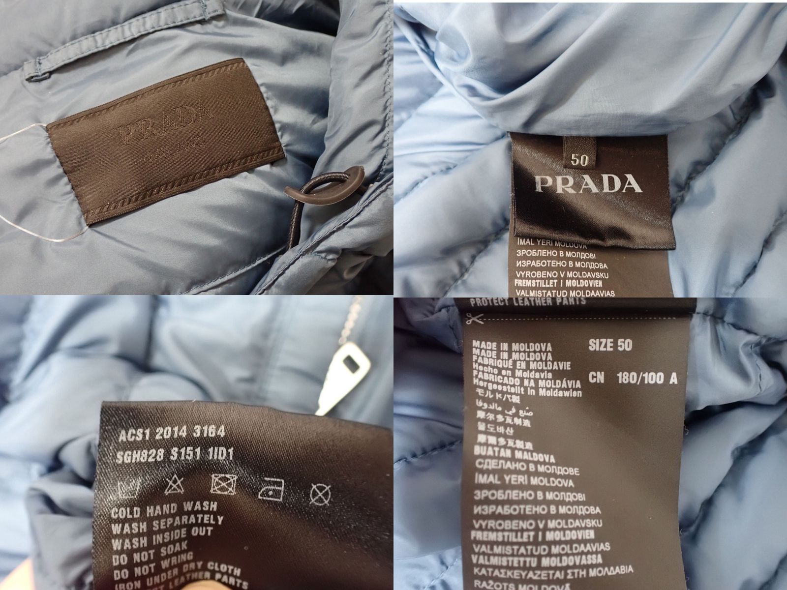 美品】PRADA プラダ ライトダウンジャケット ブラック 50 三角ロゴ 
