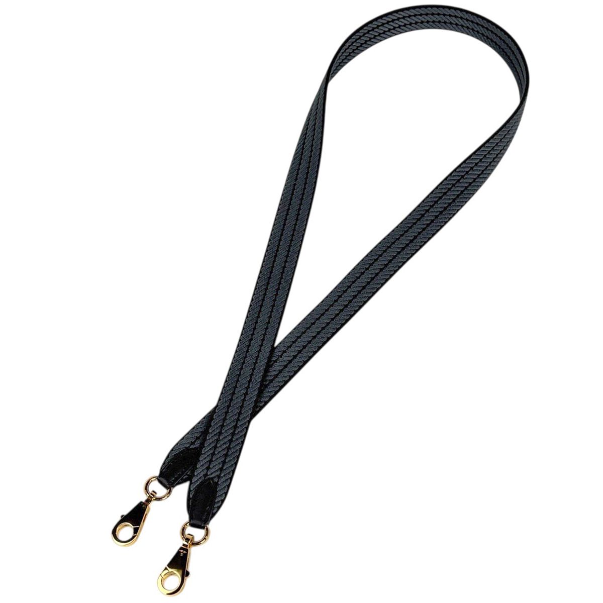 エルメス HERMES バンドリエール サングル コルダージュ ショルダーストラップ キャンバス ブラック グレー レディース 【中古】