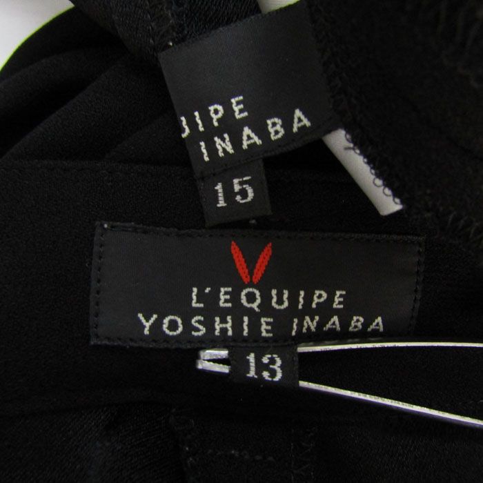 レキップヨシエイナバ セットアップ 上下 ブラウス パンツ 大きいサイズ レディース 13 15サイズ ブラック L'EQUIPE YOSHIE INABA 【中古】