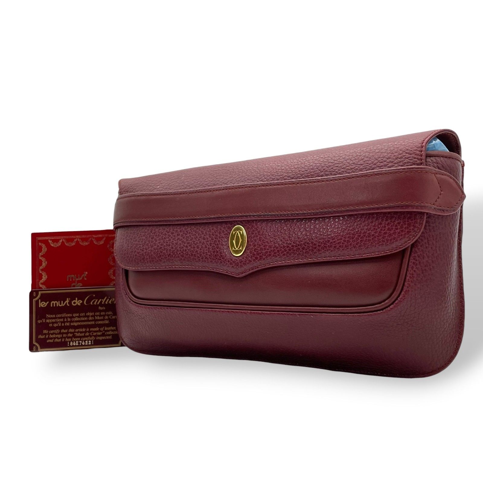 Cartier Cartier Must de Cartier Must de Cartier Bordeaux Leather Gold Hardware Second Bag Mens S93