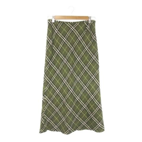 バーバリー ロンドン BURBERRY LONDON スカート 42 緑 グリーン チェック柄 ロング丈 /CK56 ■ECD004