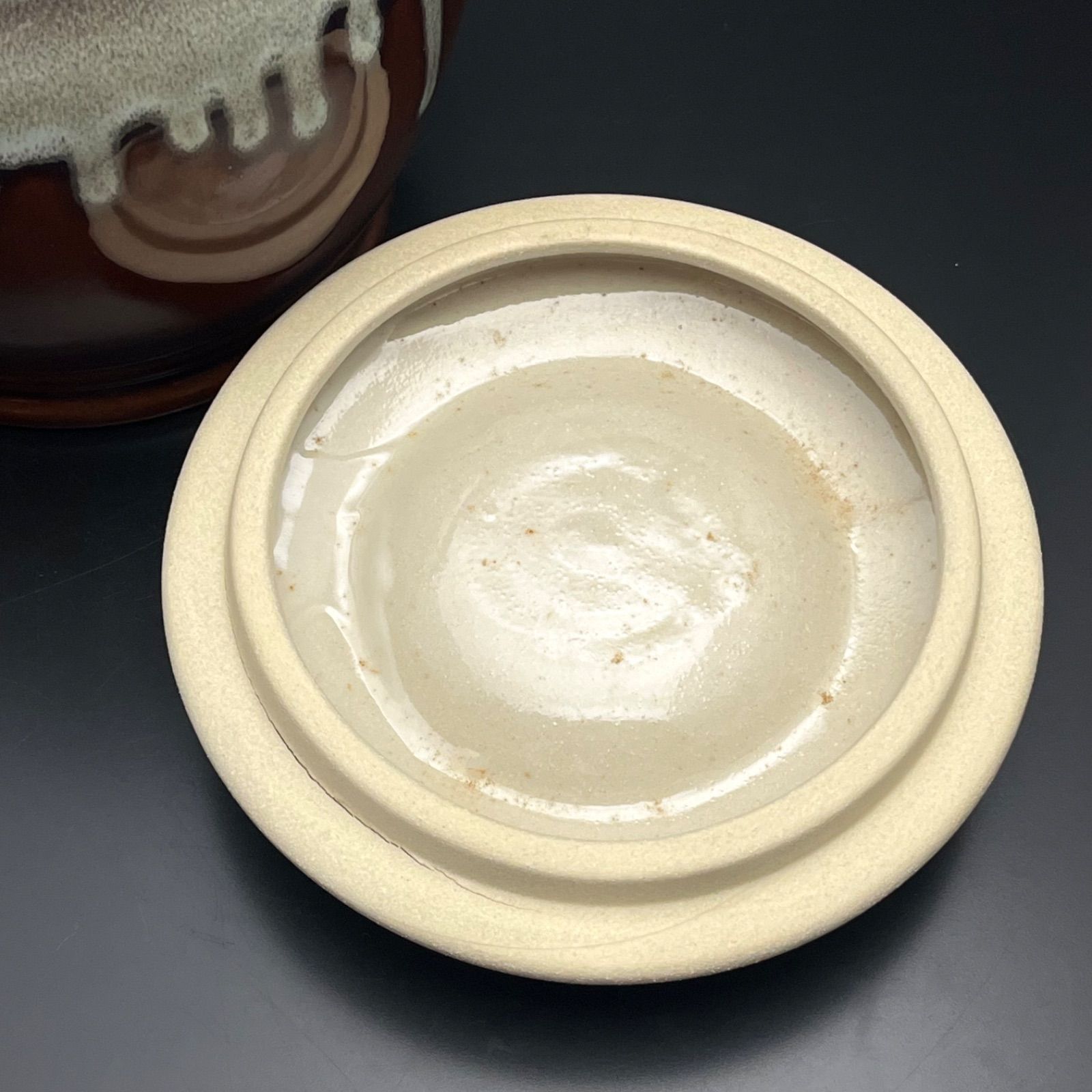 ◼︎未使用保管品◼︎蓋付丸壺 カメ アメ白流し 梅干し 味噌 漬物 保存