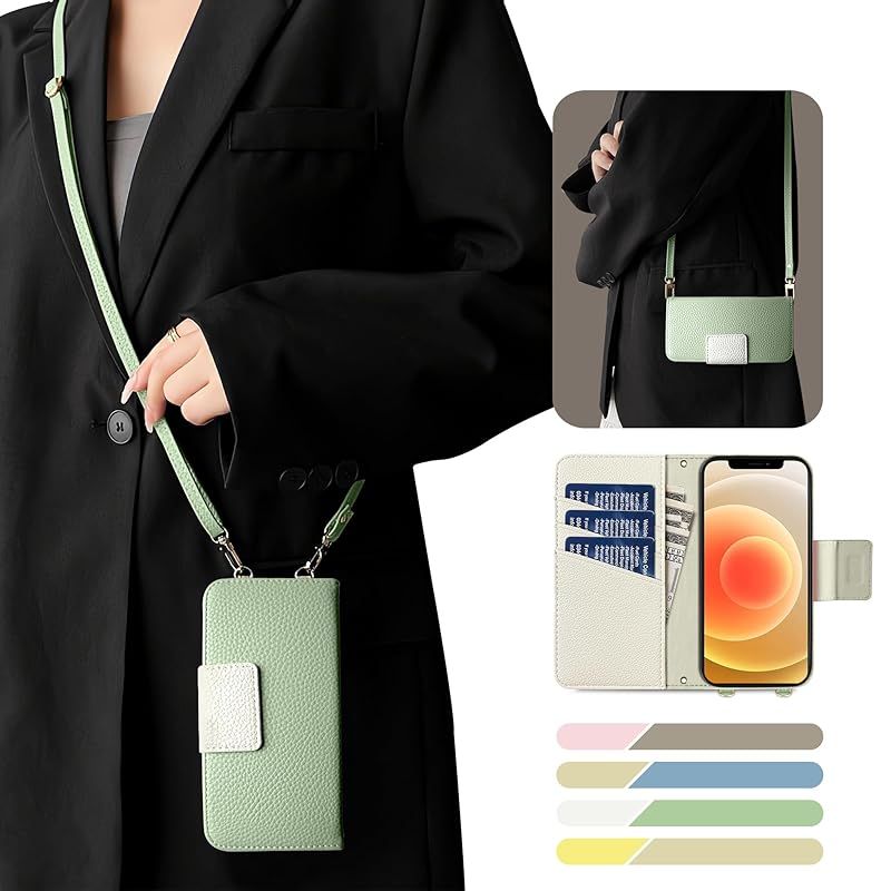 【新品】 Kahper For iPhone 16 Pro Max ケース 手帳型 ショルダー バイカラー スマホケース iphone 16 Pro Max おしゃれ かわいい 女性 レトロ いPhone 16 Pro Max ケース カード収納 iPhone