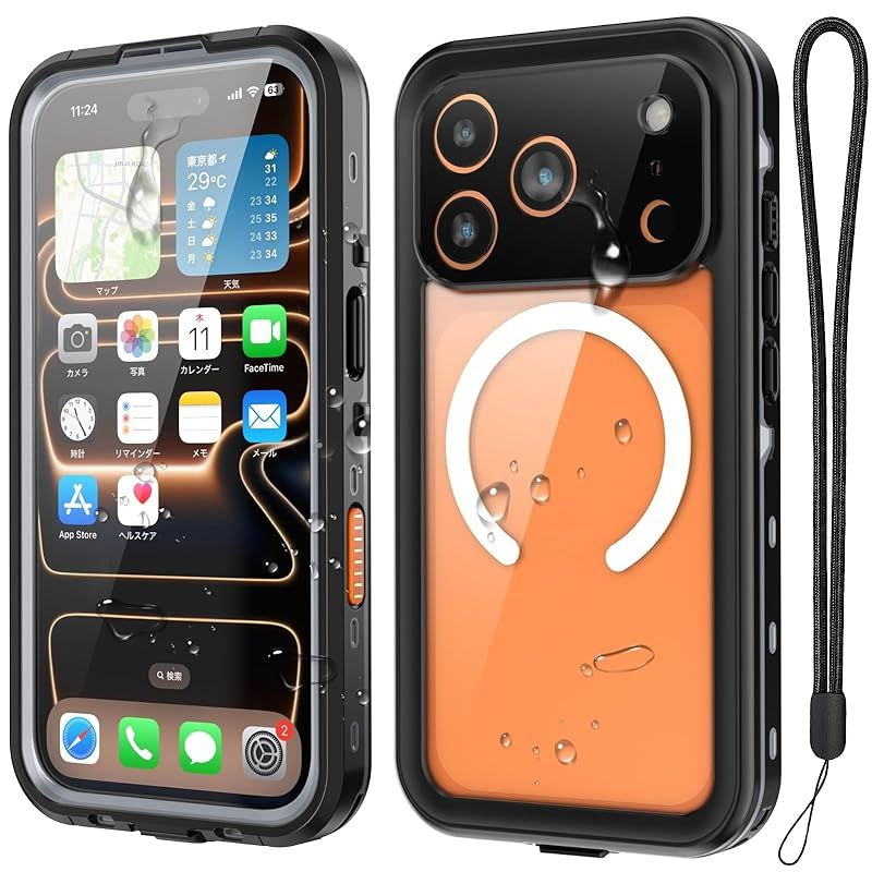 【新品】 Tmacjump iPhone 17 Pro Max ケース 防水ケース IP68防水認証｜米軍MIL規格｜MagSafe対応｜水中撮影可｜耐衝撃 防塵・防雪 両面保護 ストラップ付き アウトドア対応 お風呂・海・ 釣り・登山対応 ワイヤレス充電可（