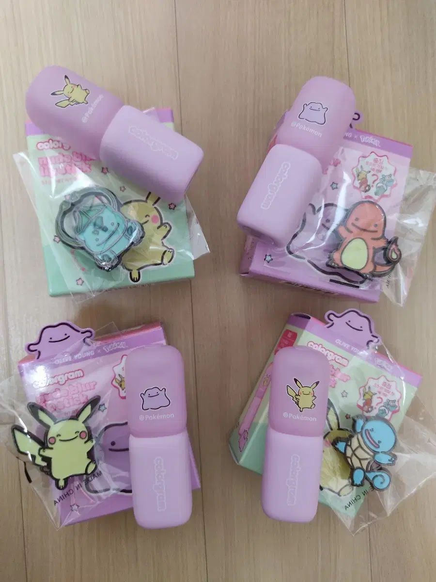OLIVE YOUNG カラーグラム ポケモン メタルチャーム ピカチュウ+ヒトカゲ+ゼニガメ+フシギダネ 4種 全種