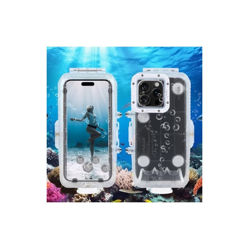 【新品】 【iOS 26には対応していません】PULUZ iPhone 16 Pro Max 用防水ケース 40m/130ft IPX8潜水ケース16 Pro Max用強化ガラス+PC+ABS素材 360度全面保護 耐衝撃 防塵 携帯電話水中ハウジングカバー