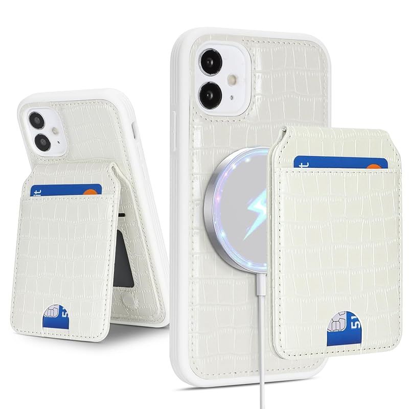 【新品】 Ｈａｖａｙａ iphone11 ケース MagSafe 対応 iphone11ケース マグセーフ 米軍MIL規格 耐衝撃 背面 カード収納 財布 ハニカム構造 放熱 分離式 ワイヤレス充電対応 クロコダイル模様 (6.1インチ対応)-ホワイト クロコ