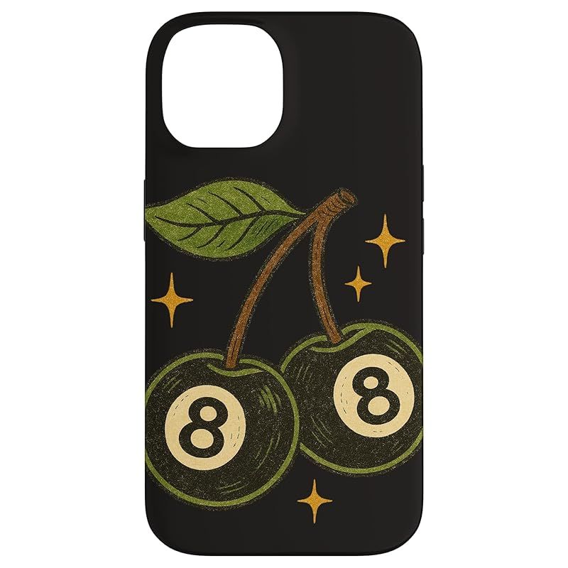【新品】 さくらんぼとボール8個 レトロラッキープールデザイン スマホケース iPhone 14 用