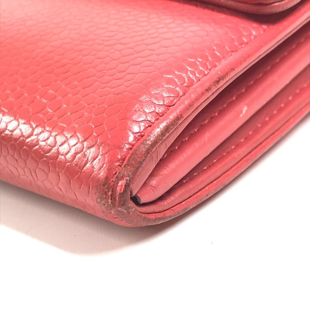 CHANEL シャネル 長財布 CC ココマーク ロゴ キャビアスキン レッド系 