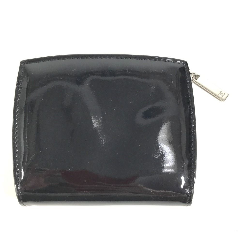 CHANEL シャネル 2つ折り財布 CC ココマーク ロゴ エナメル ブラック