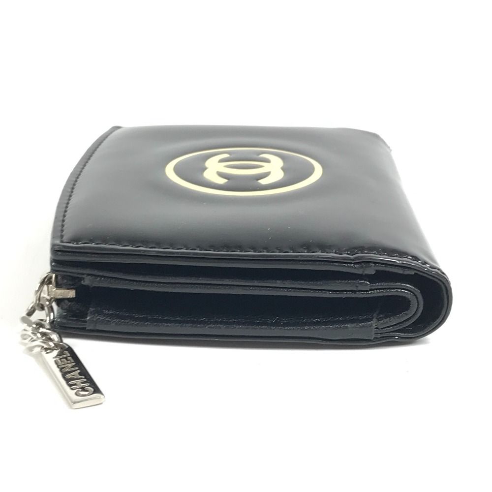 CHANEL ココマーク　エナメルブラック 二つ折り財布 CHANEL シャネル 2つ折り財布 CC ココマーク ロゴ エナメル ブラック