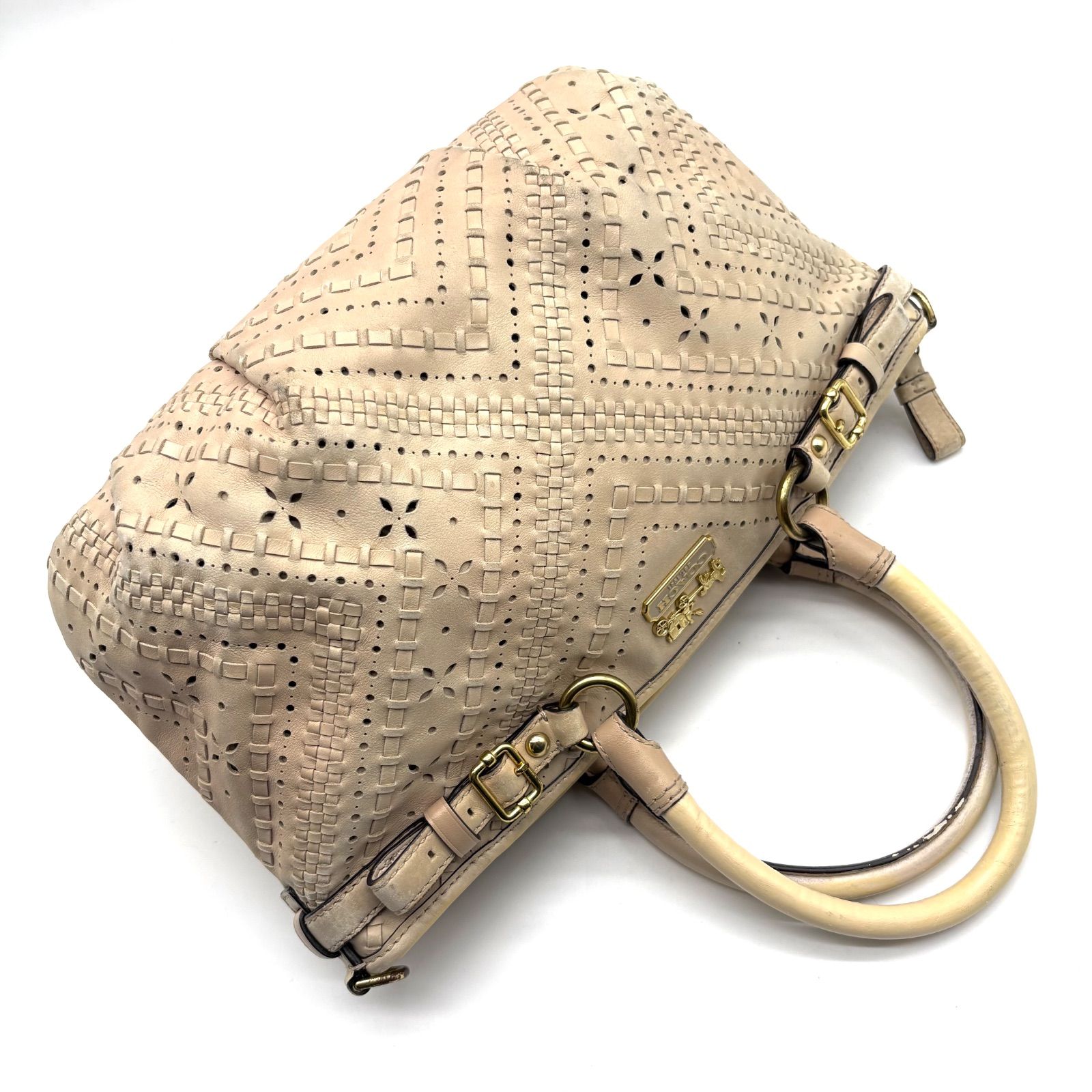 COACH y2k Madison Criss Cross Leather Sophia Satchel hand Bag 