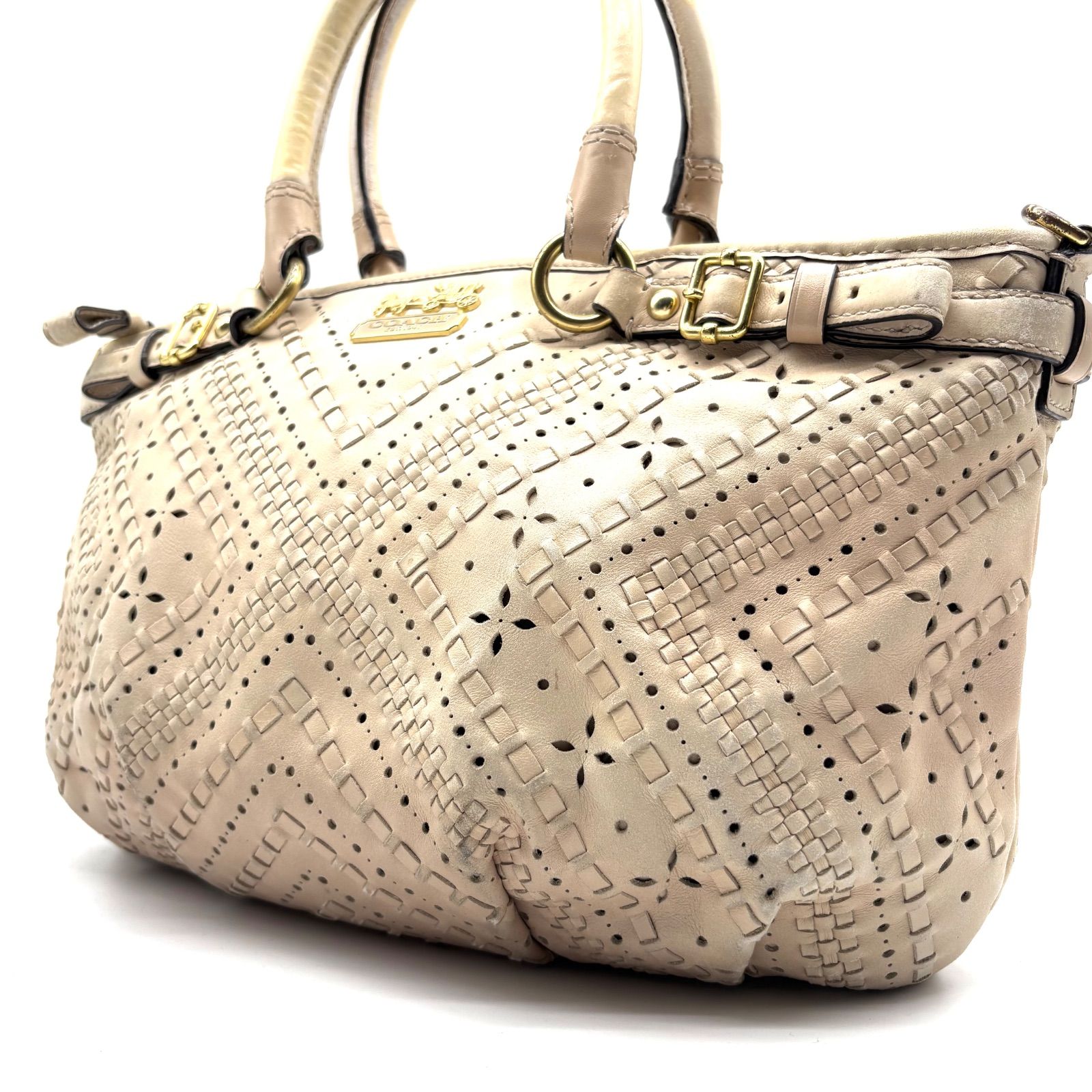 COACH y2k Madison Criss Cross Leather Sophia Satchel hand Bag 