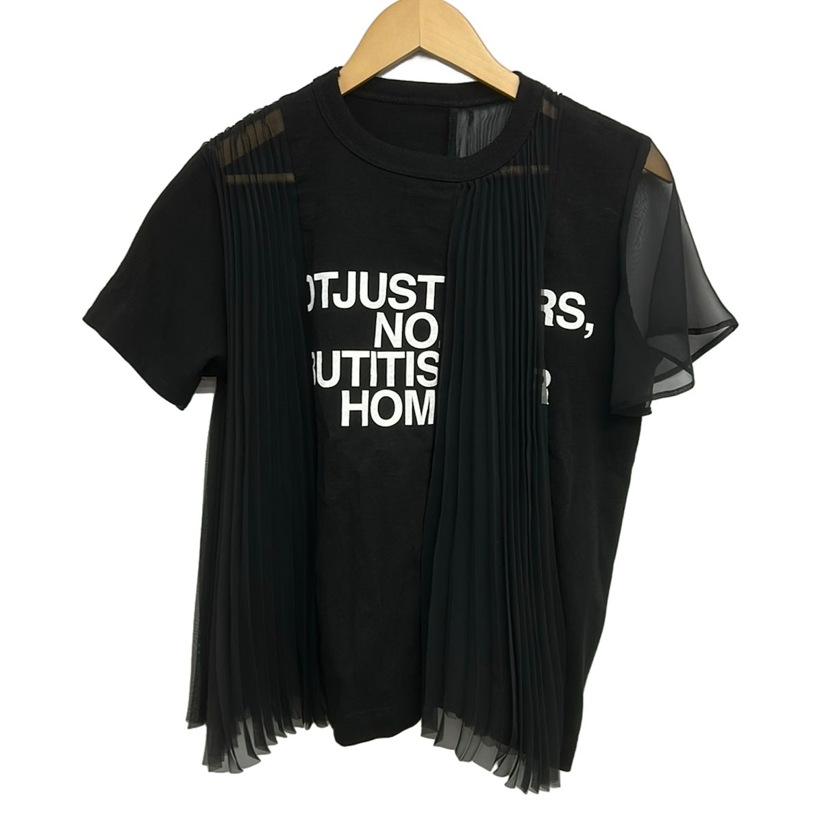 Sacai(サカイ) 半袖Tシャツ サイズ2 M レディース - 黒×白 クルー