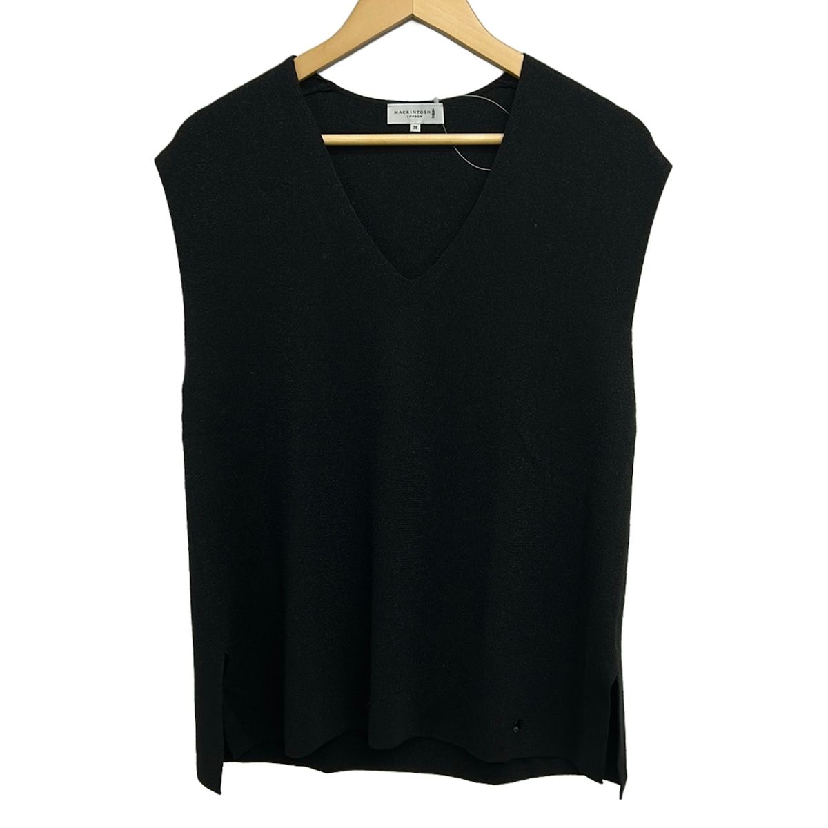 MACKINTOSH LONDON(マッキントッシュロンドン) ノースリーブセーター サイズ38 M レディース - 黒 ラメ/Vネック