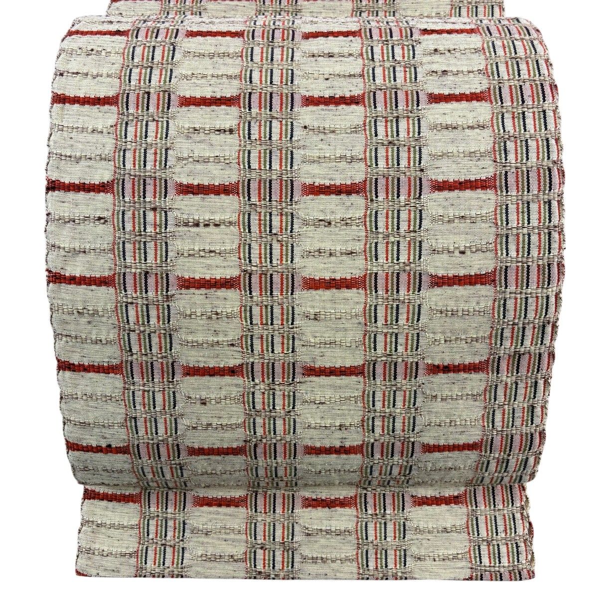 【美品】 名古屋帯 秀品 八寸名古屋帯 松葉仕立て 変わり格子 ベージュ 正絹 【中古】