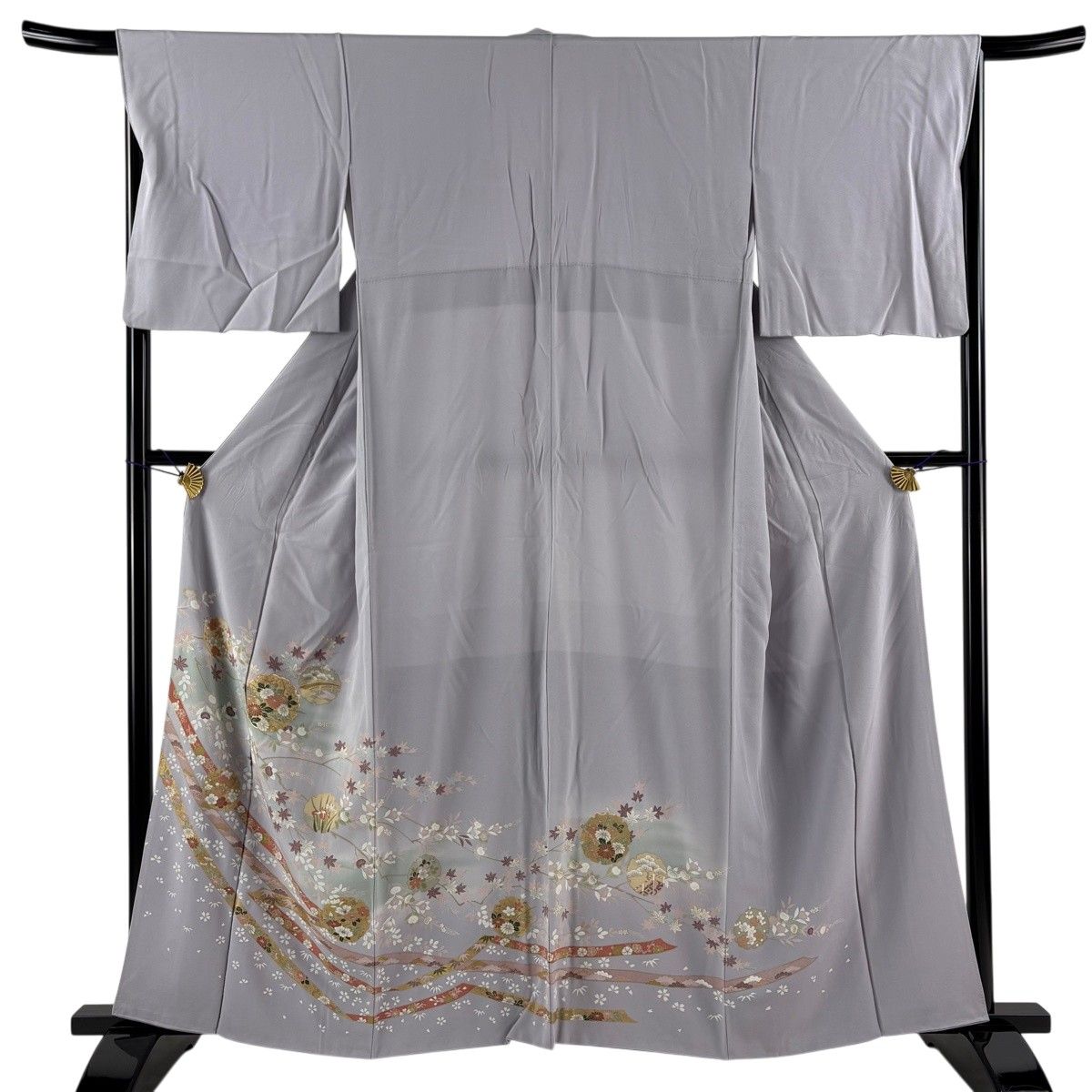 色留袖 身丈159cm 裄丈66cm M 袷 雪輪 蔓帯 金糸 金彩 薄紫 正絹 秀品 【中古】