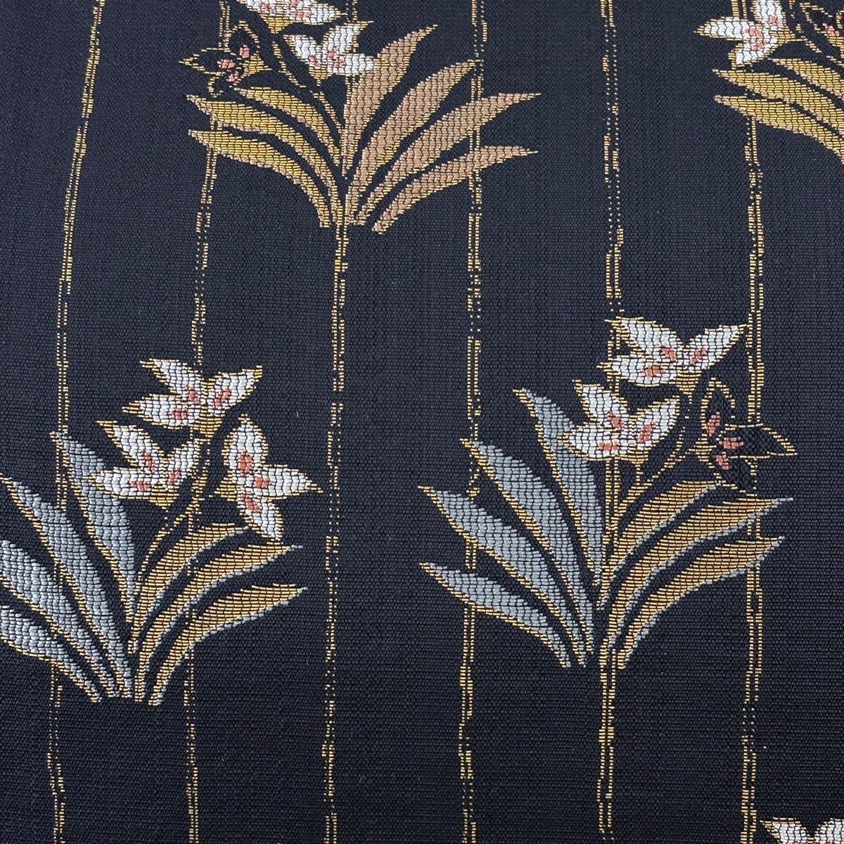 楽天市場】【在庫一掃】 袋帯 秀品 菊 草花 金銀糸 箔 黒 六通 正絹 【