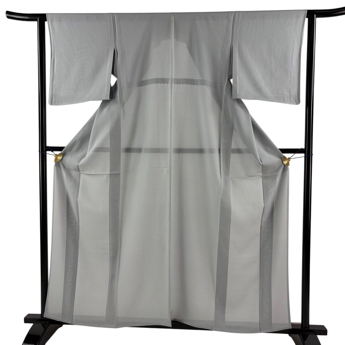 【美品】 色無地 身丈159cm 裄丈62cm S 薄物 絽 青灰色 正絹 秀品 一つ紋 【中古】