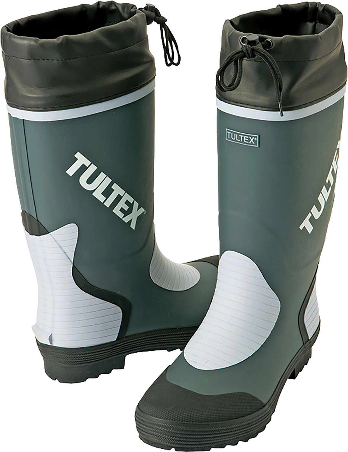 タルテックス TULTEX カラー長靴 フード付き 工事 現場 飲食店 工場 水産 食品 厨房 農作業 作業靴 PVC 糸入り 滑りにくい メンズ 男性用 レディース 女性用 大人用 4707 004 グレー×ライトグレー