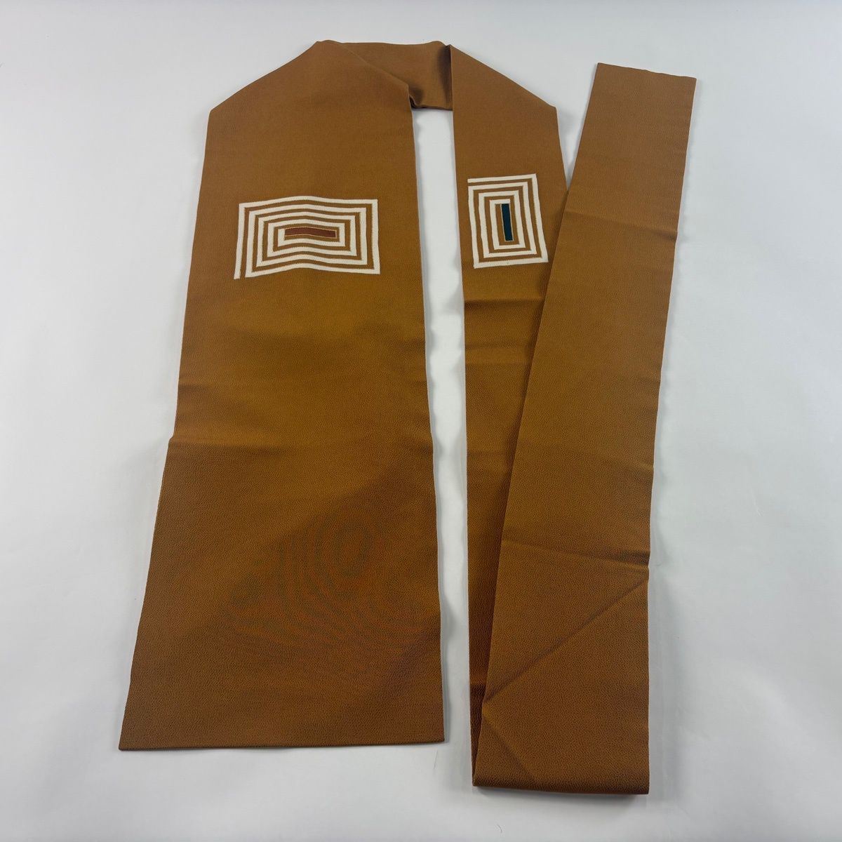 名古屋帯 秀品 茶色 正絹 【中古】