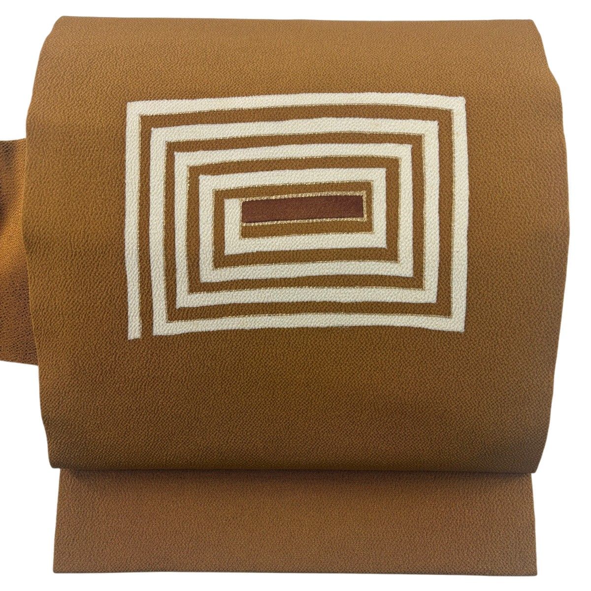 名古屋帯 秀品 茶色 正絹 【中古】