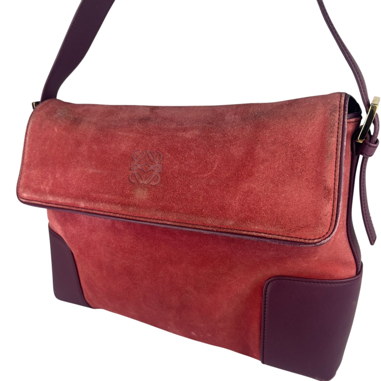 LOEWE ロエベ アナグラム スウェード ハンドバッグ ワンショルダー 