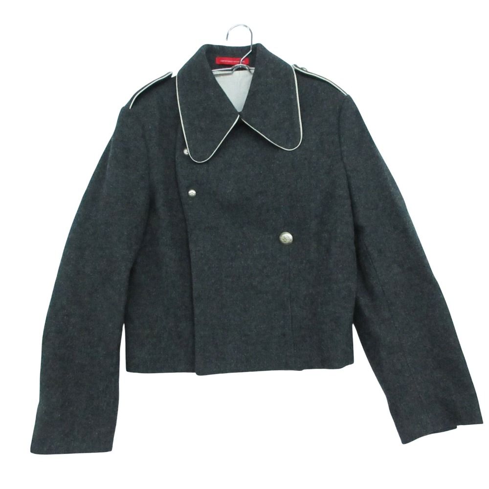 Y's ワイズ コート RED LABEL ウール ミリタリー ジャケット アウター ショート丈 グレー 2【M】 レディース 【中古】