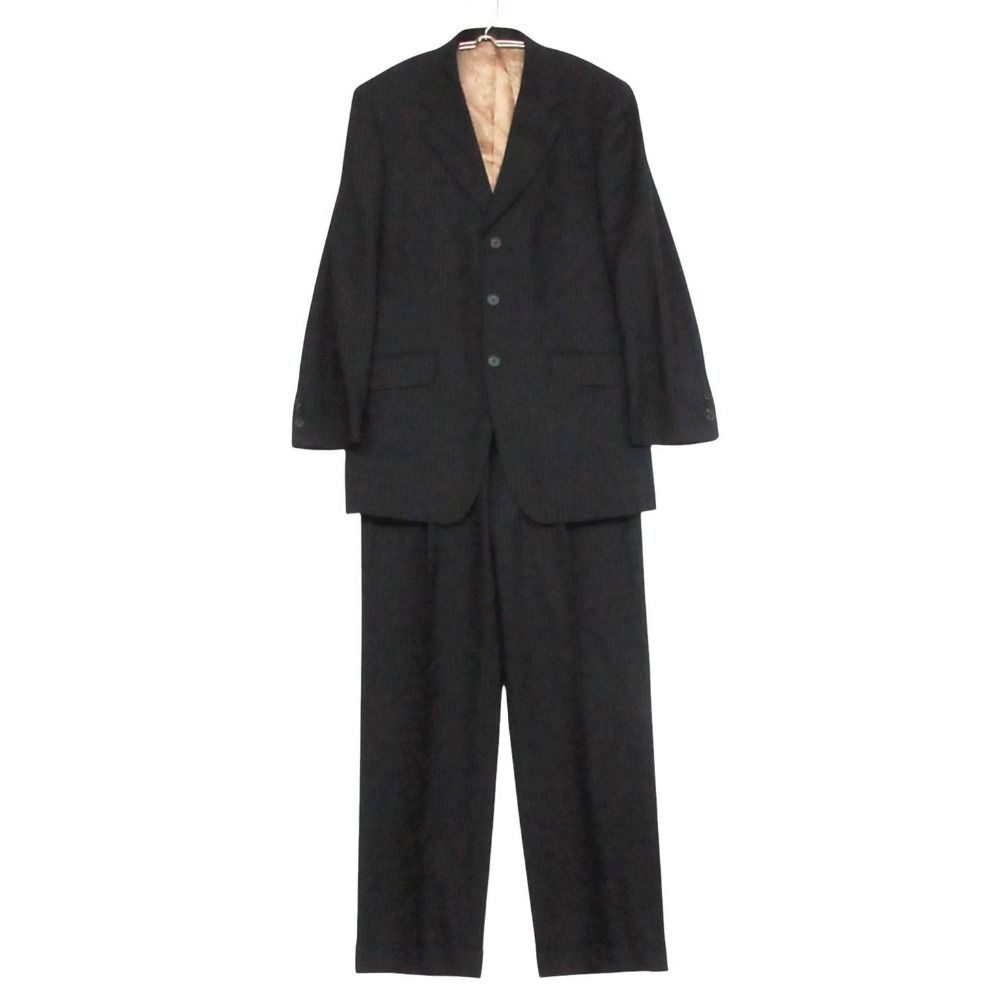 Paul Smith ポール・スミス FRATELLI TALLIA DI DELFINO super120's スーツ ストライプ セットアップ テーラード ジャケット 3B スラックス 2タック パンツ ブラック L メンズ 【中古】