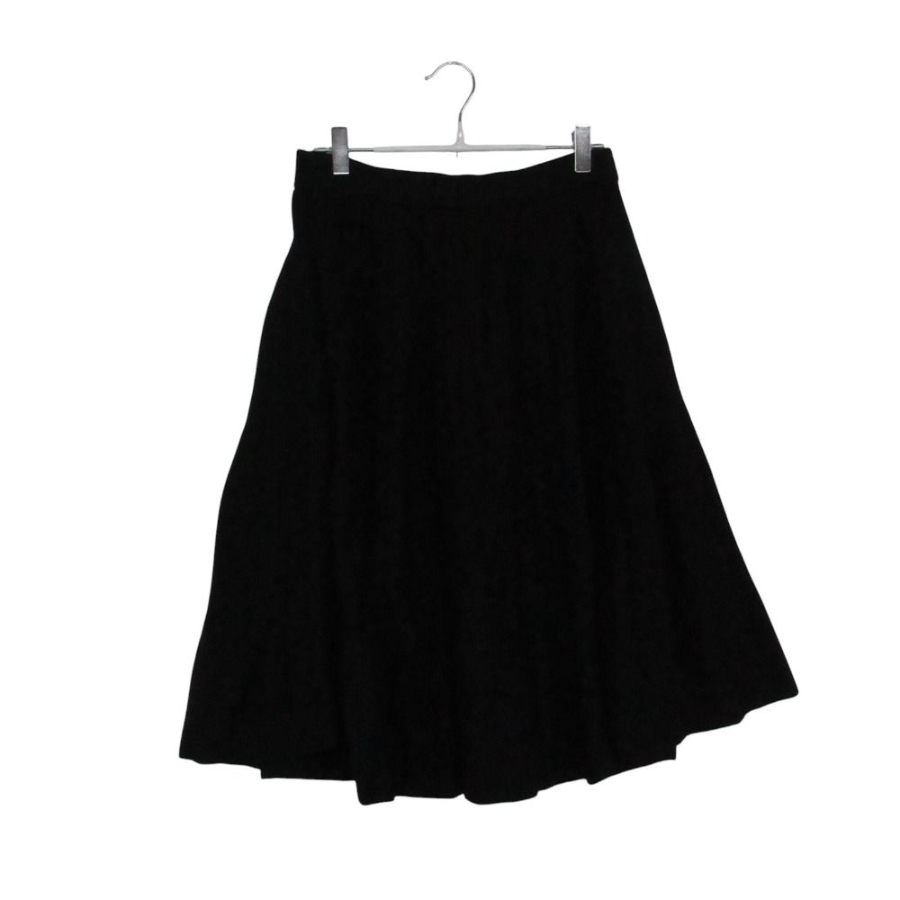 24AW Rene ルネ スカート ニット プリーツ ハーフ ひざ丈 ゴムウエスト フレア 6442350 ブラック 38【M】 レディース 【中古】