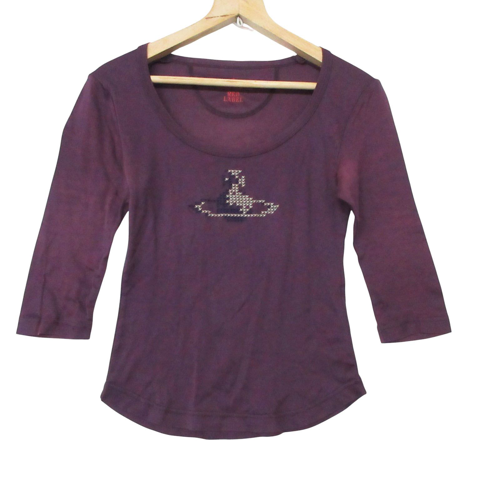 Vivienne Westwood Red Label ヴィヴィアンウエストウッド レッドレーベル その他トップス(ドルマンスリーブ) オーブ プリント 七分袖 Tシャツ カットソー トップス パープル S レディース 【中古】