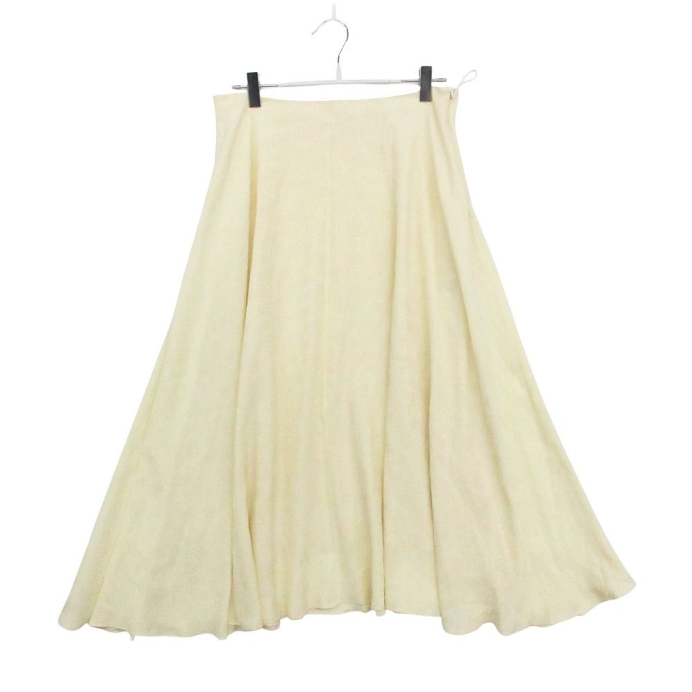 美品 CELINE セリーヌ シルク100％ ロングスカート トリオンフ柄 2J590946U.09ML ボトムス ホワイト系 36 レディース 【中古】