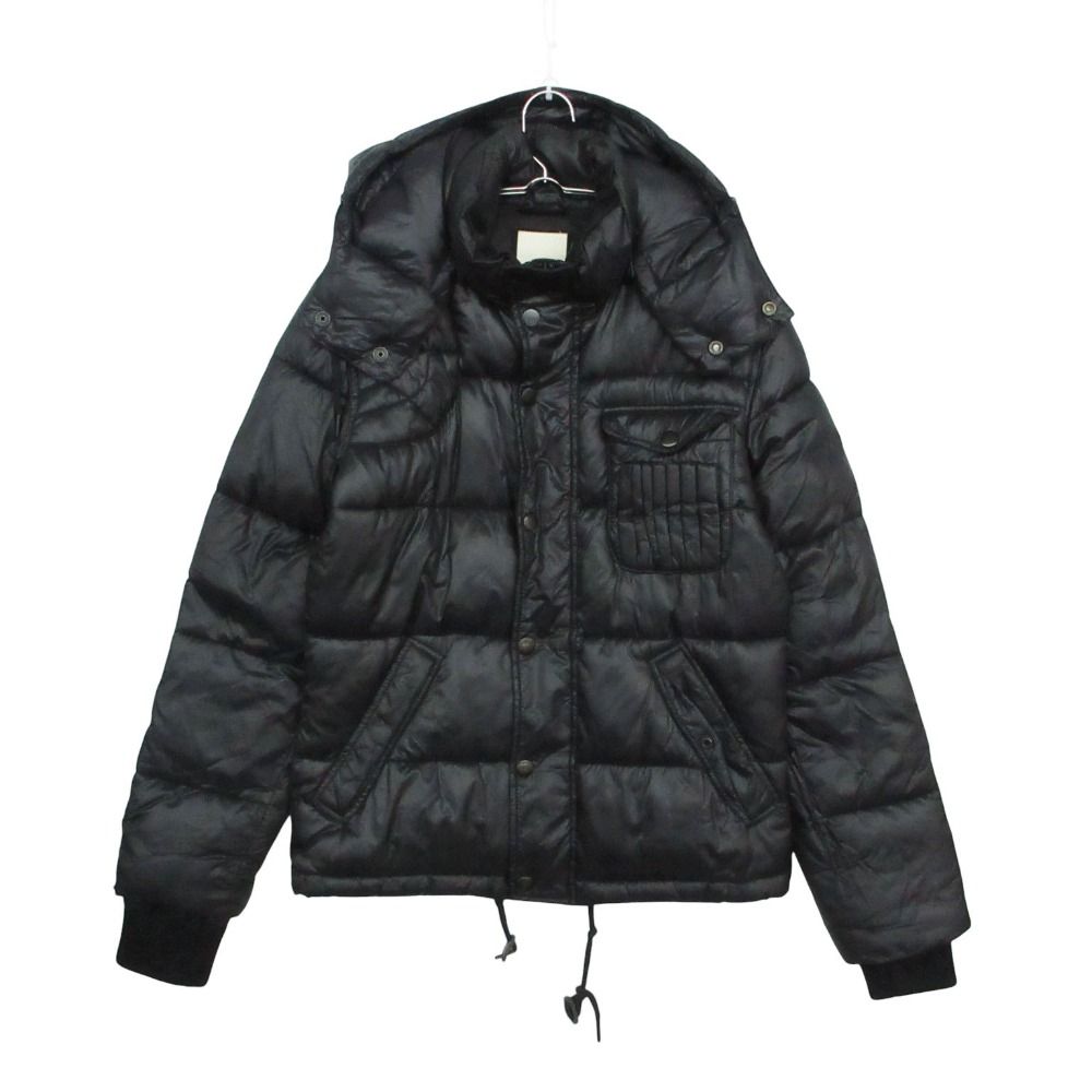 DIESEL ディーゼル ミリタリージャケット ナイロン ブルゾン 中綿 フーデット アウター ブラック S メンズ 【中古】