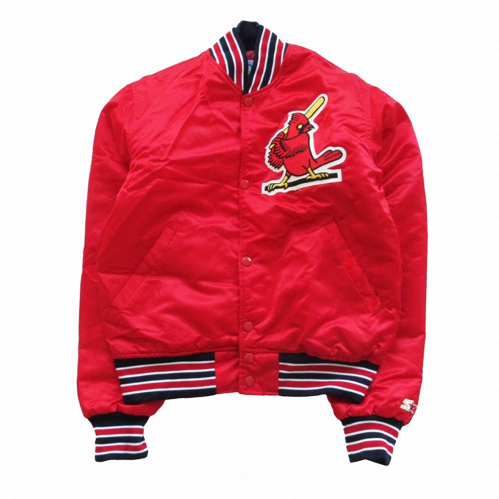 80年代 STARTER スターター MLB スタジャン USA製 セントルイス カージナルス スタジアムジャケット アウター プロチーム レッド レッド S メンズ 【中古】