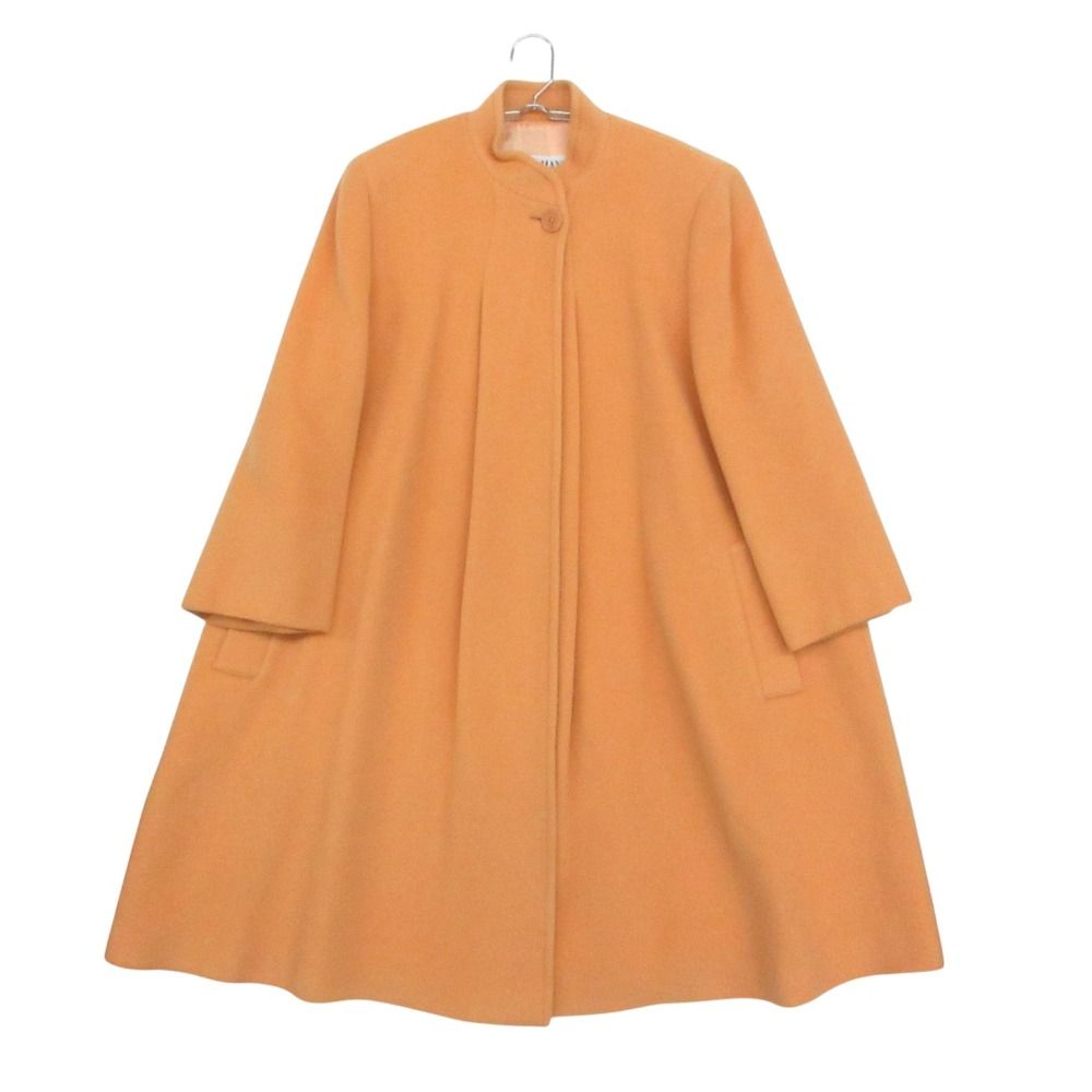 Vintage MANI ロング コート ジャケット スタンドカラー ウール イタリア製 オレンジ系 40 レディース 【中古】