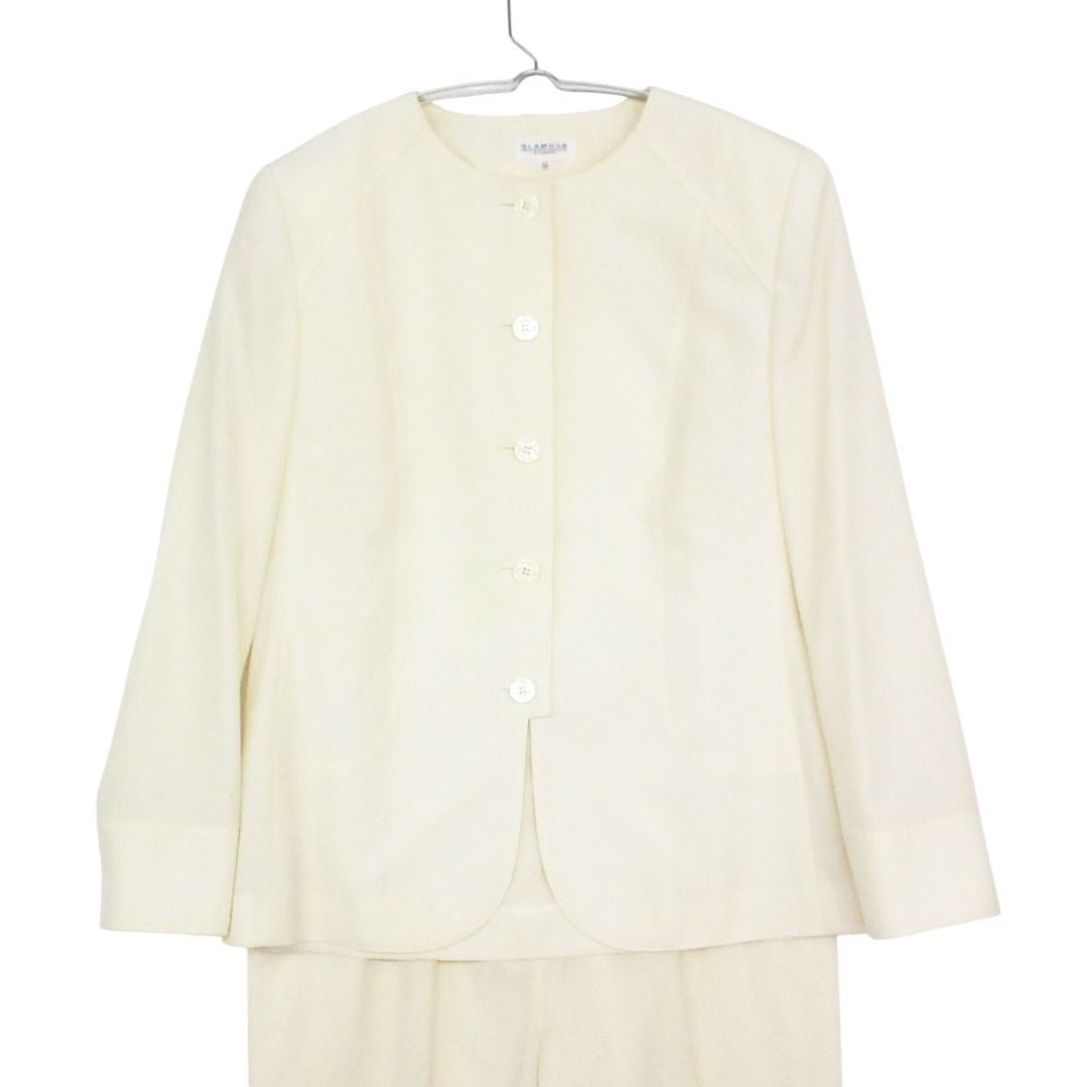 GIVENCHY ジバンシィ セットアップ ノーカラー ジャケット スラックス パンツ スーツ ホワイト系 44 レディース 【中古】