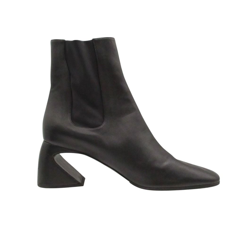 美品 JIL SANDER ジルサンダー サイドゴア ブーツ アンクル ナッパ レザー ラムスキン JS34120A イタリア製 靴 ブラック 24.5cm レディース 【中古】